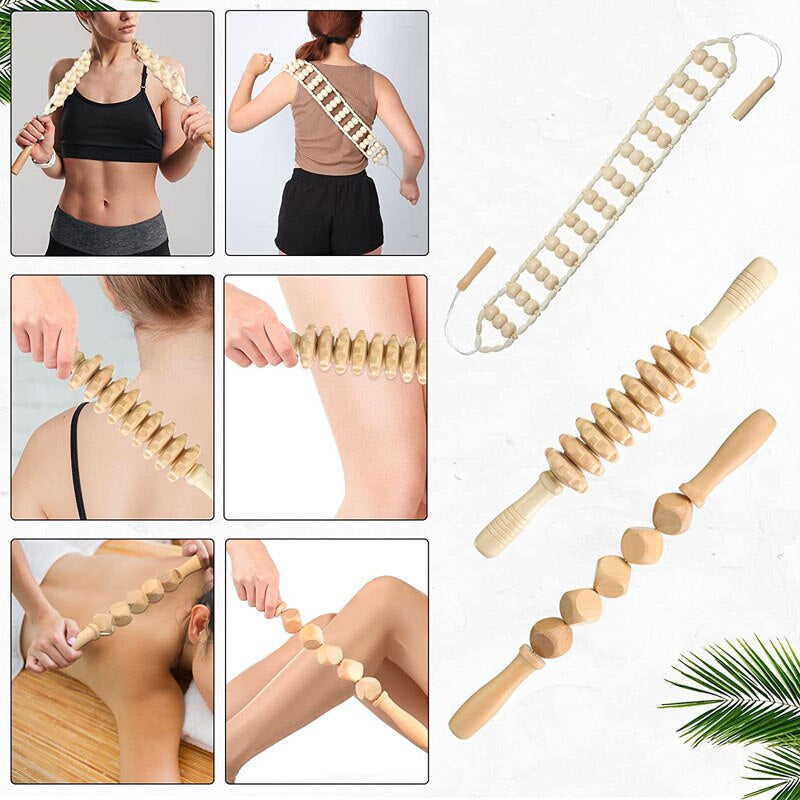 ZONGKUNG Wood Therapy Massager Maderoterapia Kit for Lymphatic Drainage anti Cellulite Body Slimmling Wood Gua Sha Massage Tools