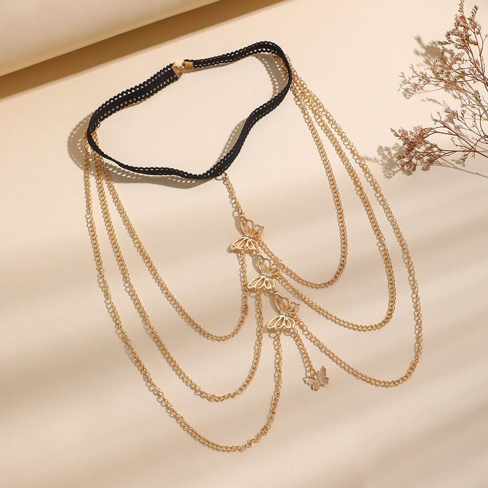Leg Chain Sexy Lace Elastic Rope Butterfly Multilayer Simple Adjustable Elastic Thigh Chain Body Jewelry for Women Free Shipping