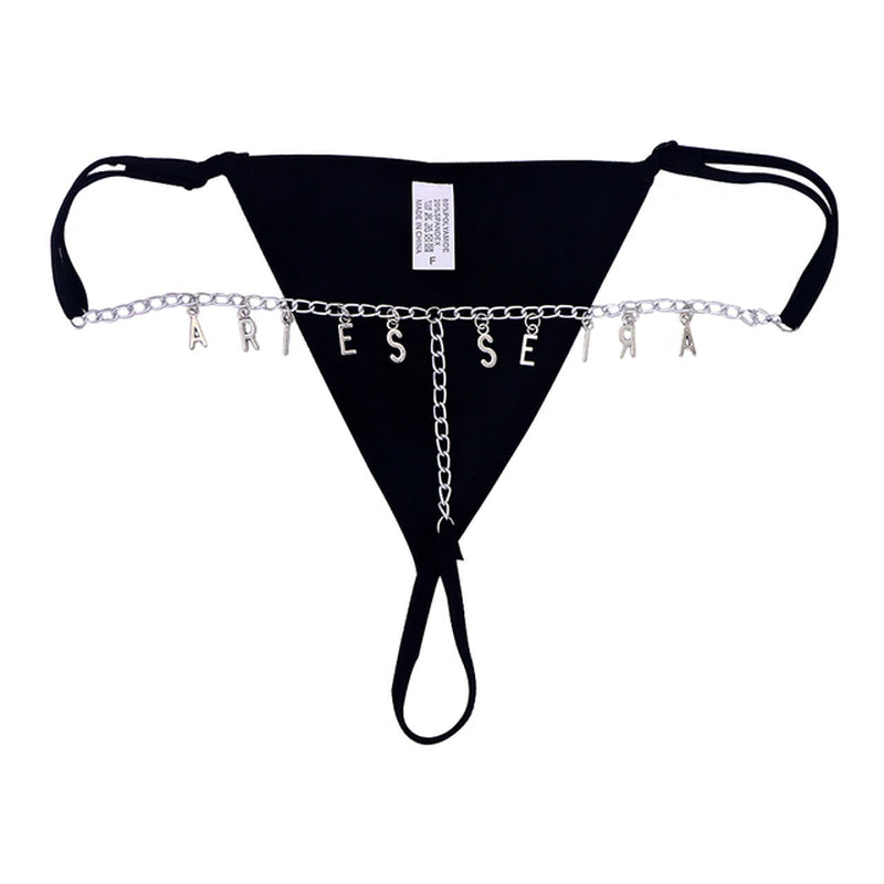 Summer Sexy Custom Name Letter Bikini Lace Thong Waist Chain for Women Silver Color Metal Chain Valentine'S Day Body Jewelry