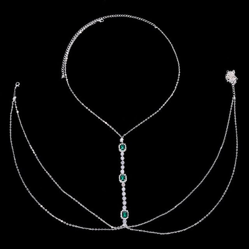 Multi-Piece Green Rhinestone Body Chain Fashion Simple Bikini Jewelry
