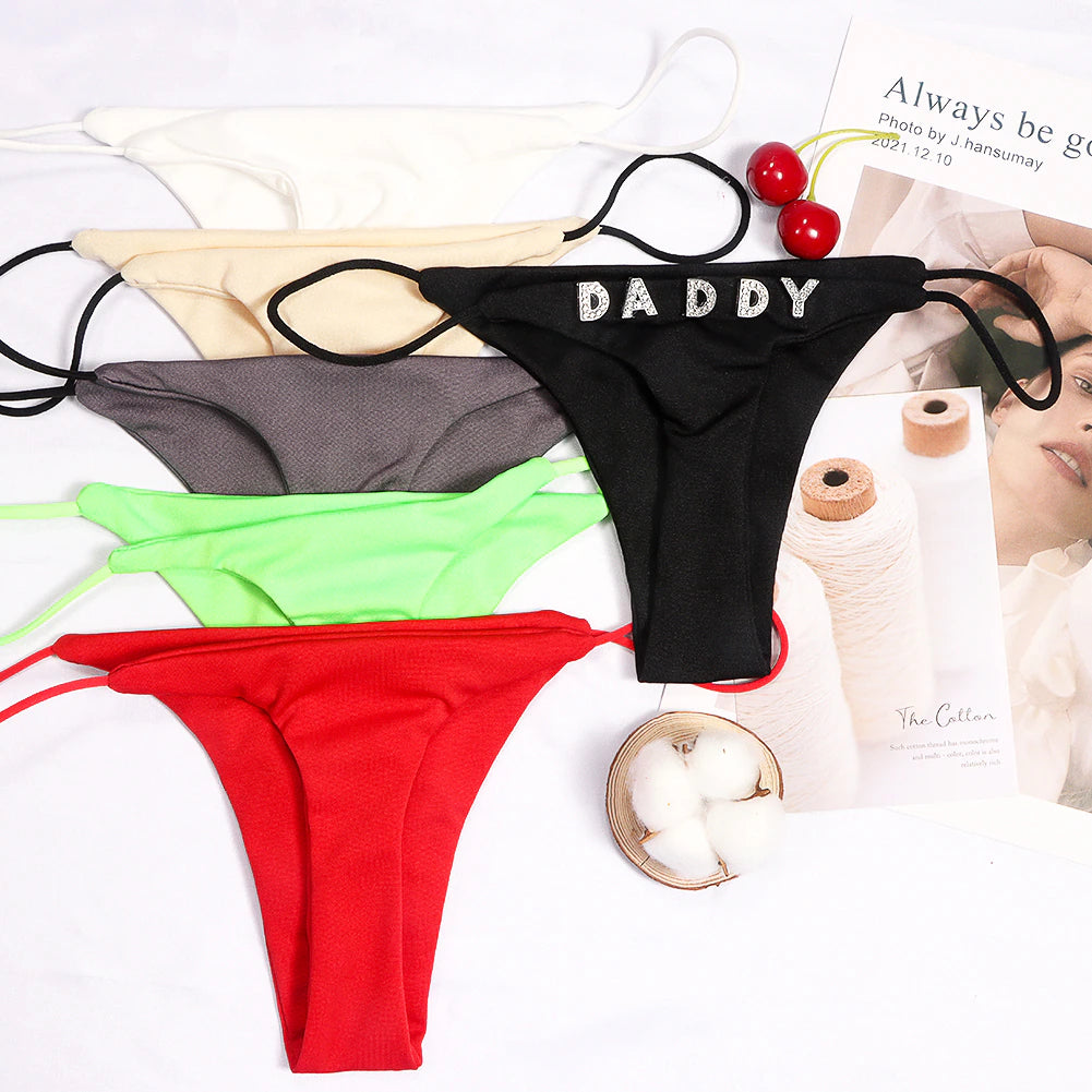 Sexy Custom Multicolor Panties Bikini Thong Body Chain Women Crystal 26 Initials Letter DIY Underwear Waist Chain Body Jewellery