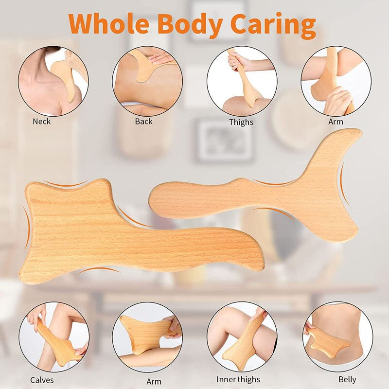 ZONGKUNG Wood Therapy Massager Maderoterapia Kit for Lymphatic Drainage anti Cellulite Body Slimmling Wood Gua Sha Massage Tools