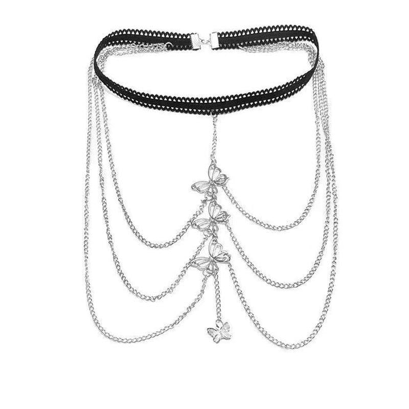 Leg Chain Sexy Lace Elastic Rope Butterfly Multilayer Simple Adjustable Elastic Thigh Chain Body Jewelry for Women Free Shipping
