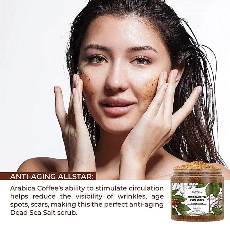 Coffee Face Body Scrub Skin Care Exfoliating Brightening Treatment Cleansing Pore Removal Stretch Marks Whitening Moisturizing