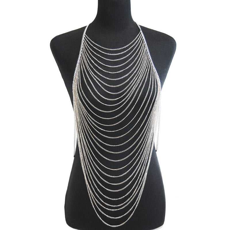 European and American Body Chains Various Alloy Shoulder Chains Multi-Layered Tassel Body Chains Double Shoulder Necklaces