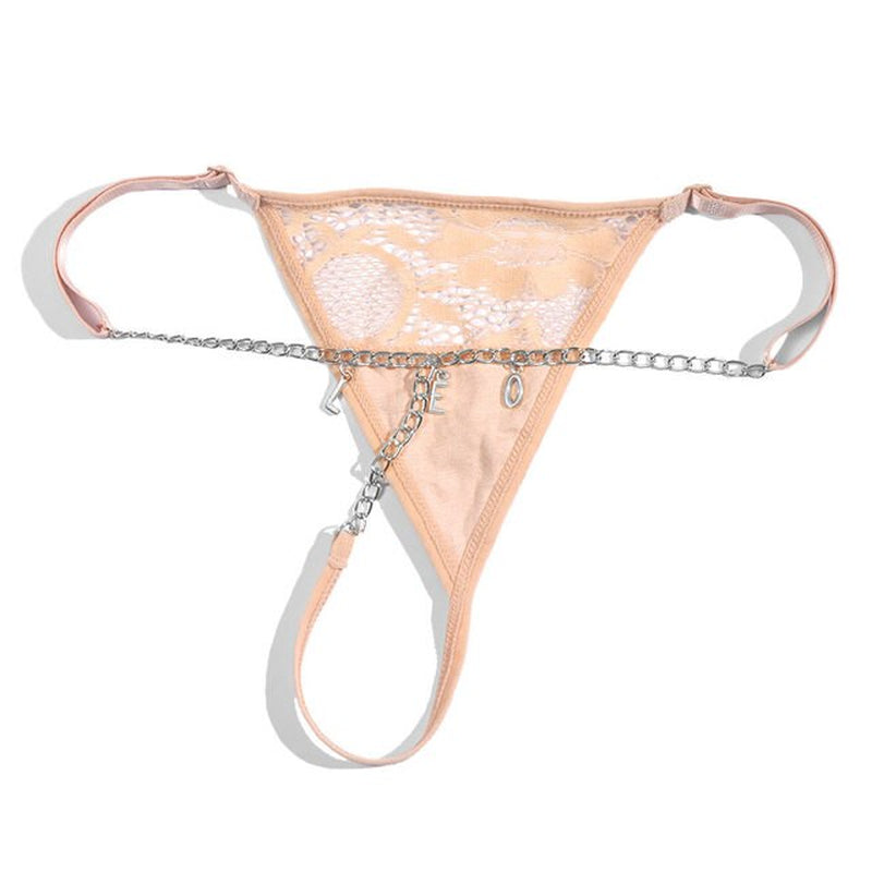 Summer Sexy Custom Name Letter Bikini Lace Thong Waist Chain for Women Silver Color Metal Chain Valentine'S Day Body Jewelry