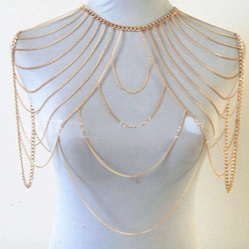 European and American Body Chains Various Alloy Shoulder Chains Multi-Layered Tassel Body Chains Double Shoulder Necklaces