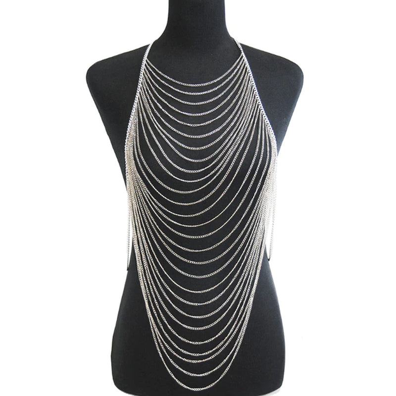 European and American Body Chains Various Alloy Shoulder Chains Multi-Layered Tassel Body Chains Double Shoulder Necklaces