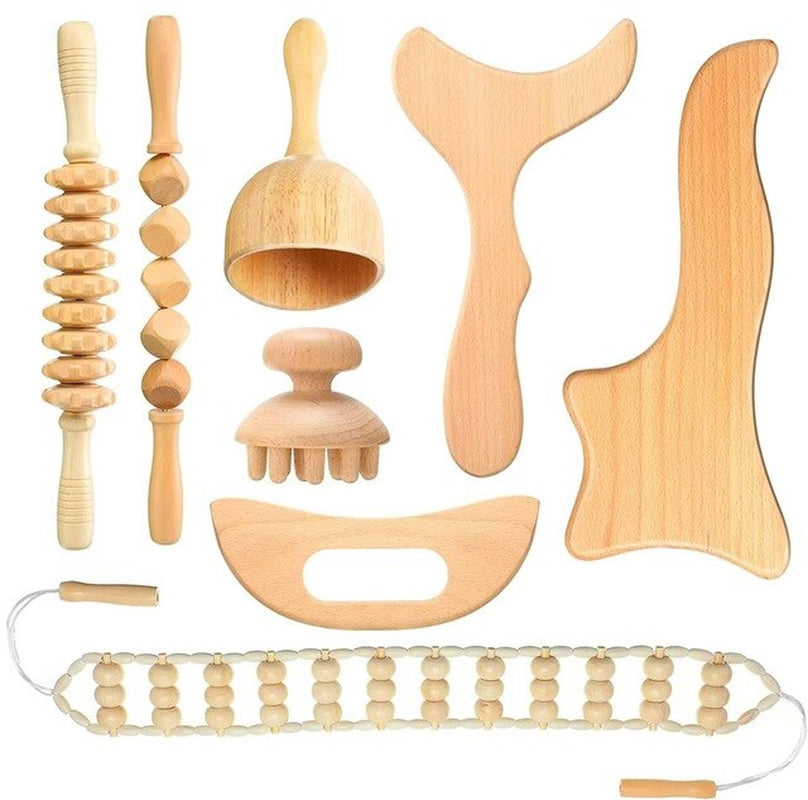 ZONGKUNG Wood Therapy Massager Maderoterapia Kit for Lymphatic Drainage anti Cellulite Body Slimmling Wood Gua Sha Massage Tools