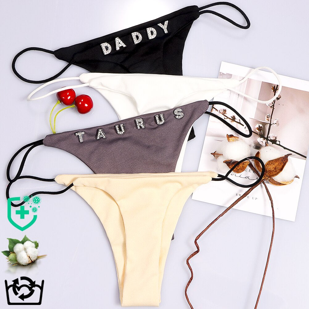 Sexy Custom Multicolor Panties Bikini Thong Body Chain Women Crystal 26 Initials Letter DIY Underwear Waist Chain Body Jewellery