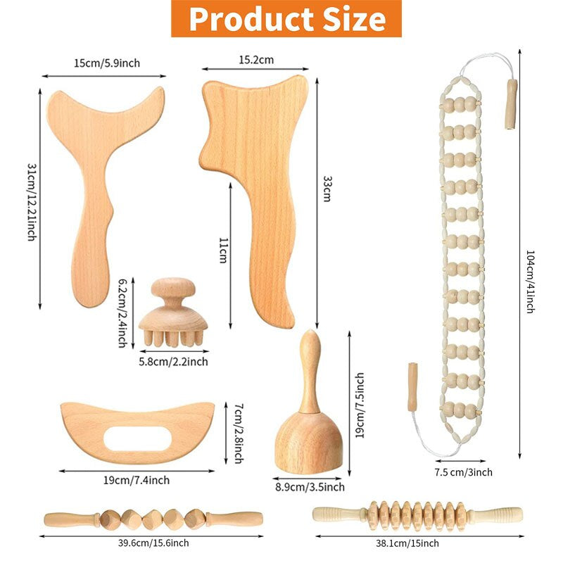 ZONGKUNG Wood Therapy Massager Maderoterapia Kit for Lymphatic Drainage anti Cellulite Body Slimmling Wood Gua Sha Massage Tools