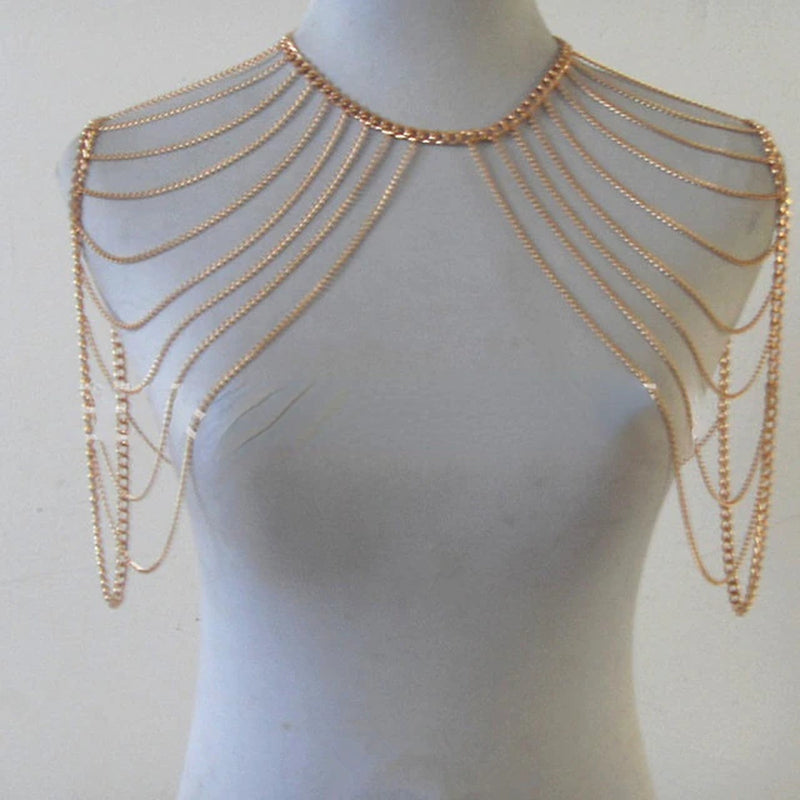 European and American Body Chains Various Alloy Shoulder Chains Multi-Layered Tassel Body Chains Double Shoulder Necklaces