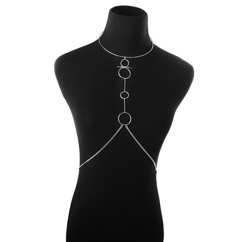 Cross Crystal Chest Chain Summer Beach Harness Bikini Necklace for Women Girls Sexy Waist Belly Breast Chains Body Chain Jewelry