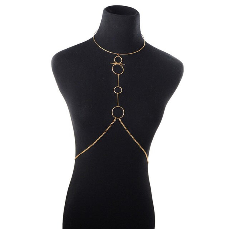 Cross Crystal Chest Chain Summer Beach Harness Bikini Necklace for Women Girls Sexy Waist Belly Breast Chains Body Chain Jewelry