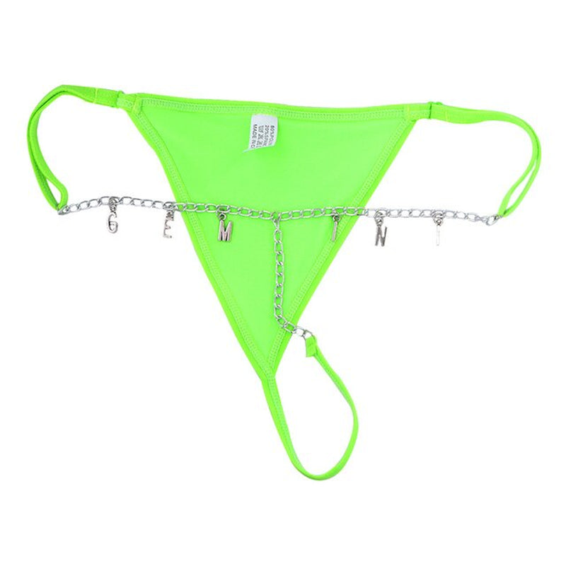 Summer Sexy Custom Name Letter Bikini Lace Thong Waist Chain for Women Silver Color Metal Chain Valentine'S Day Body Jewelry