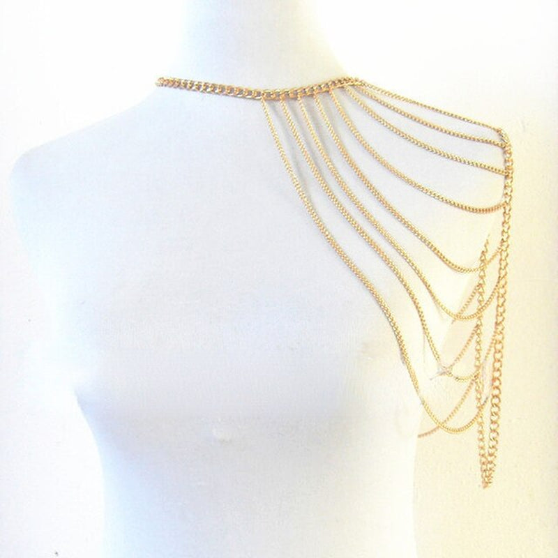 European and American Body Chains Various Alloy Shoulder Chains Multi-Layered Tassel Body Chains Double Shoulder Necklaces