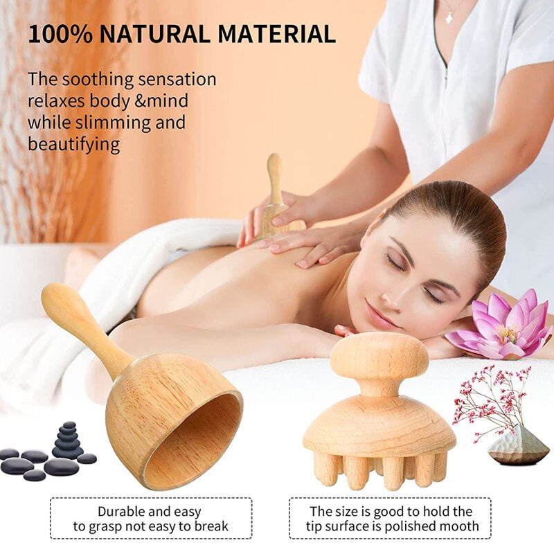 ZONGKUNG Wood Therapy Massager Maderoterapia Kit for Lymphatic Drainage anti Cellulite Body Slimmling Wood Gua Sha Massage Tools