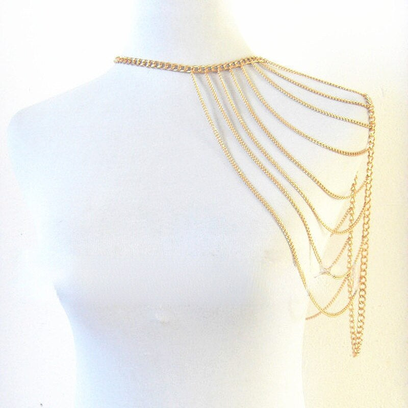 European and American Body Chains Various Alloy Shoulder Chains Multi-Layered Tassel Body Chains Double Shoulder Necklaces