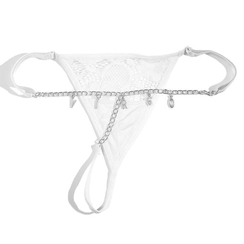 Summer Sexy Custom Name Letter Bikini Lace Thong Waist Chain for Women Silver Color Metal Chain Valentine'S Day Body Jewelry