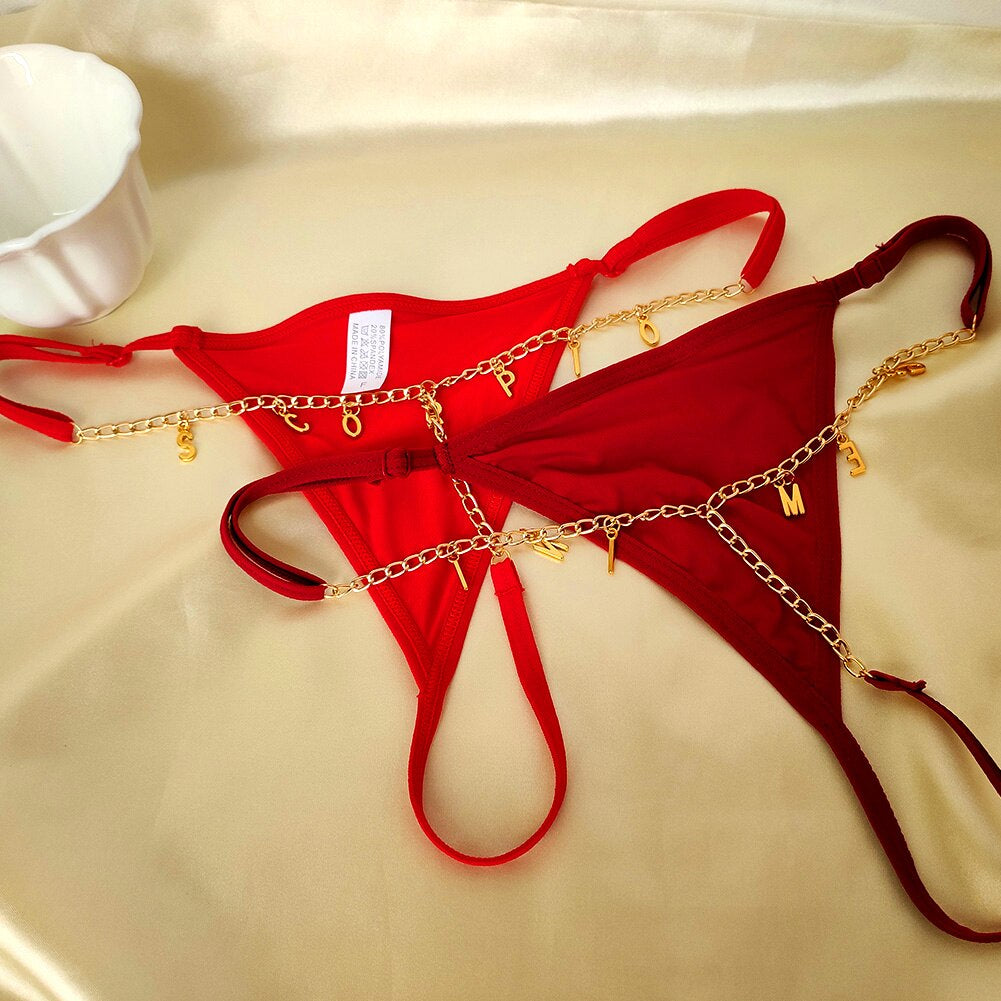 Summer Sexy Custom Name Letter Bikini Lace Thong Waist Chain for Women Silver Color Metal Chain Valentine'S Day Body Jewelry